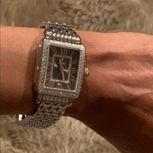 Michel Rose diamond 💎 silver band women’s watch.